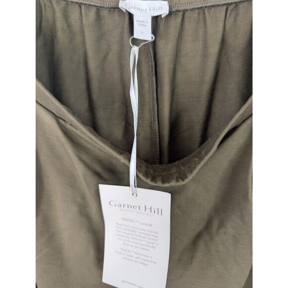 NWT Garnet Hill Olive Green Tencel Wide Leg Knit Trousers - Picture 5 of 6